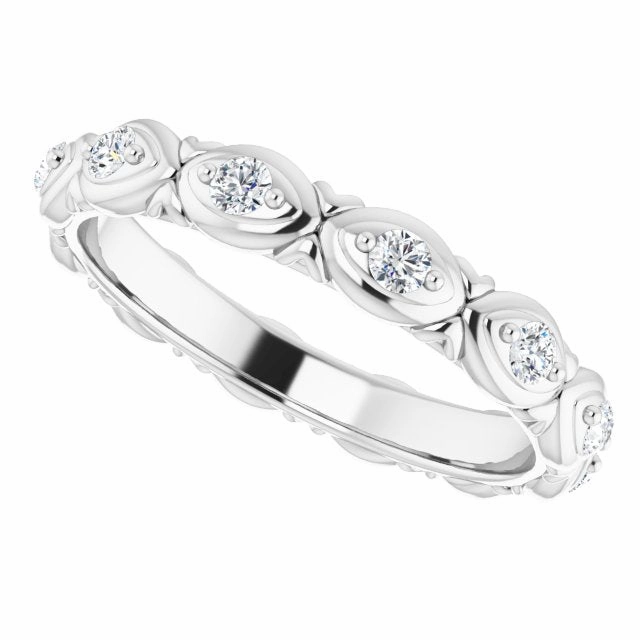 0.36 ct. Round Diamond Floral Design Eternity Band