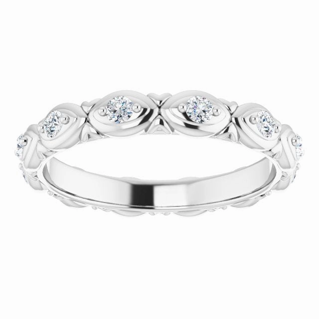 0.36 ct. Round Diamond Floral Design Eternity Band