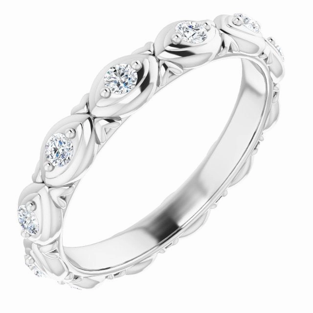 0.36 ct. Round Diamond Floral Design Eternity Band