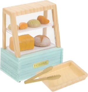 1 Set Miniature Bakery Bread Display Cabinet for Dollhouse Kitchen Decor Creative Doll House Furniture Cake Cabinet Model for House Scenes Adorable Photo Prop