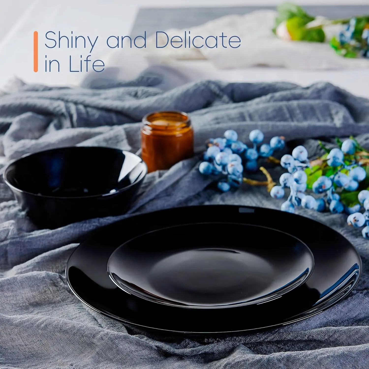 10.5 inch Dinner Plate Set of 6, Lightweight Round Opal Glass White Dinnerware Plates, Dishwasher and Microwave Safe