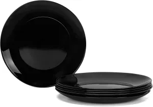 10.5 inch Dinner Plate Set of 6, Lightweight Round Opal Glass White Dinnerware Plates, Dishwasher and Microwave Safe