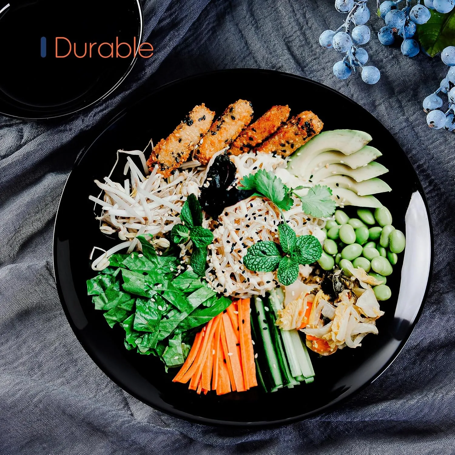 10.5 inch Dinner Plate Set of 6, Lightweight Round Opal Glass White Dinnerware Plates, Dishwasher and Microwave Safe