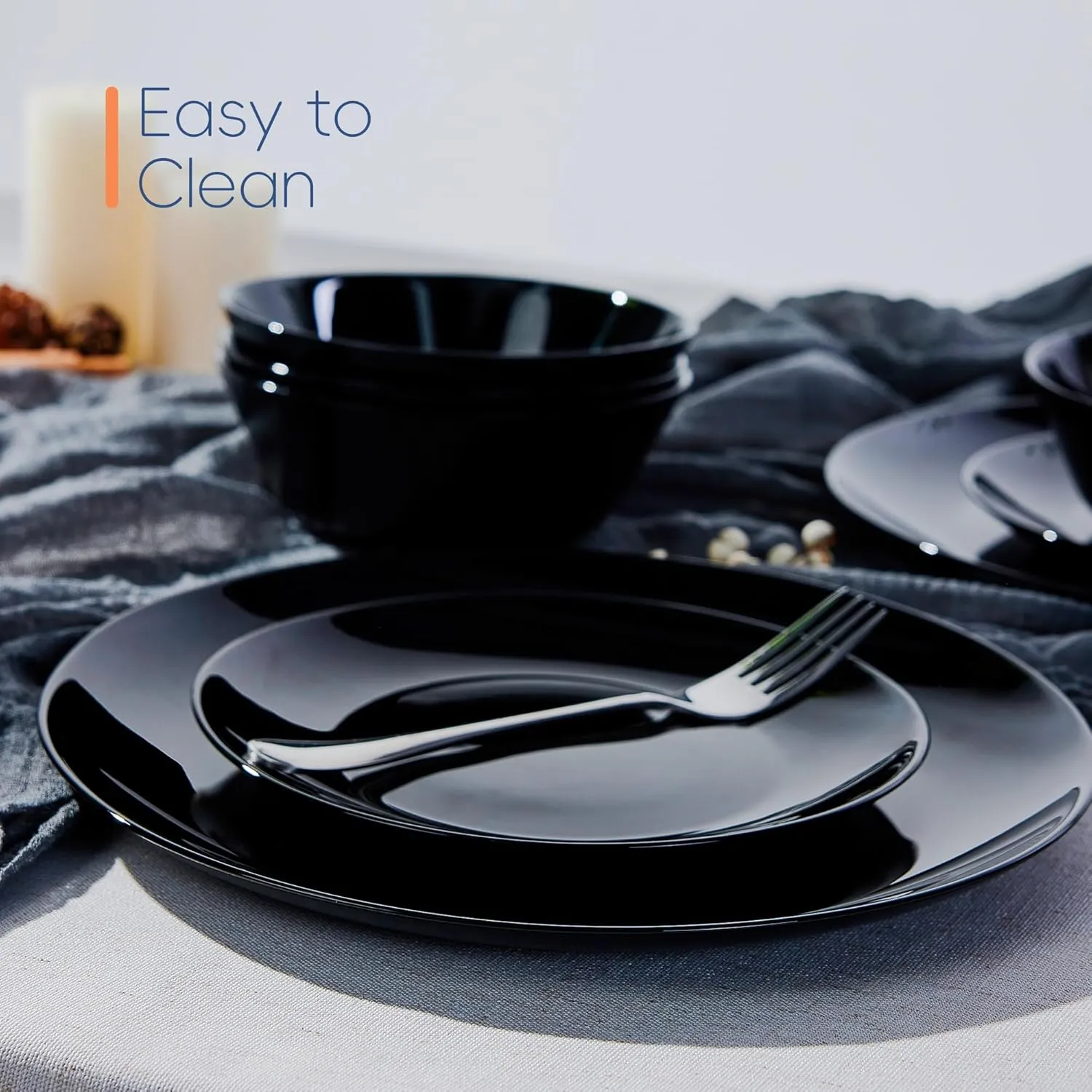 10.5 inch Dinner Plate Set of 6, Lightweight Round Opal Glass White Dinnerware Plates, Dishwasher and Microwave Safe