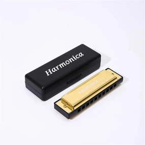 10 Hole C Tuned Diatonic Harmonica Suitable For Beginners And Adults(Gold)