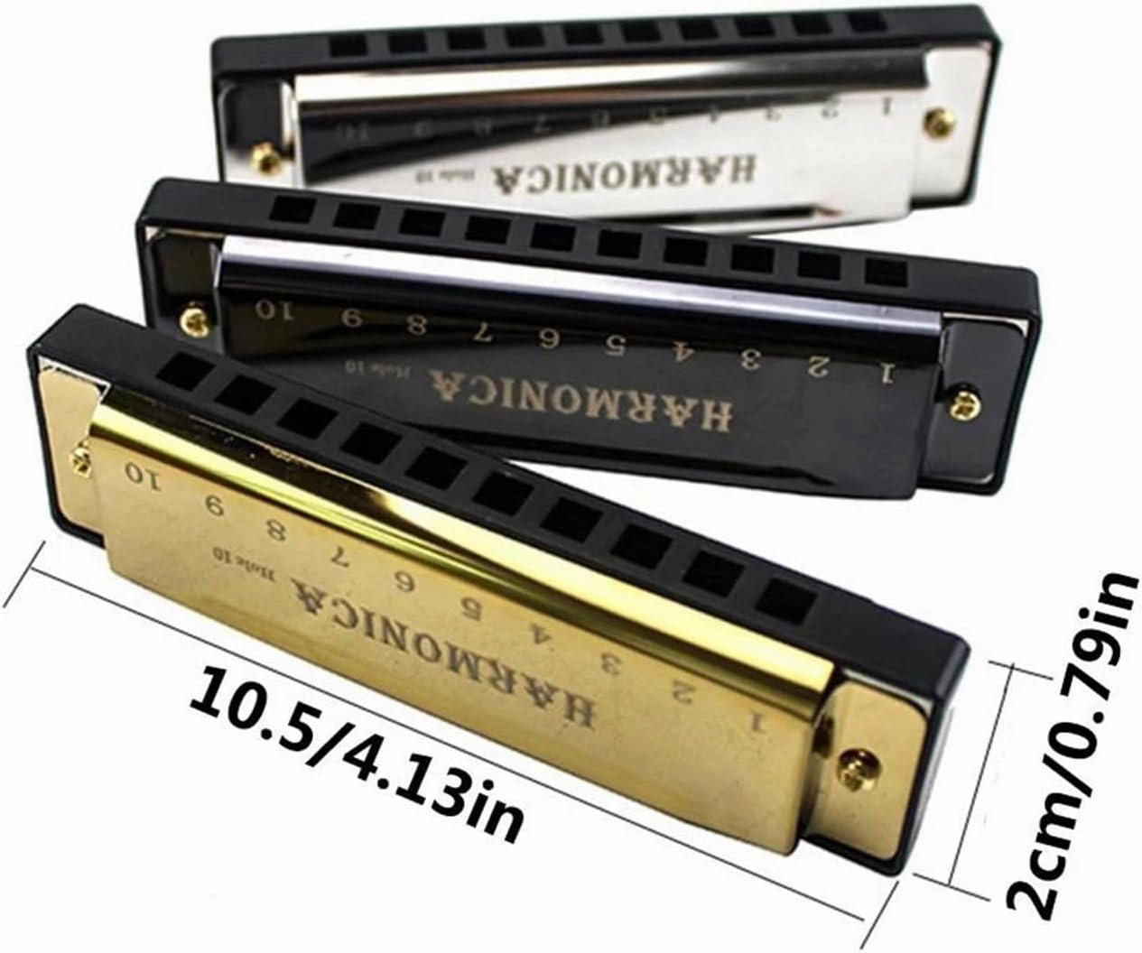 10 Hole C Tuned Diatonic Harmonica Suitable For Beginners And Adults(Gold)