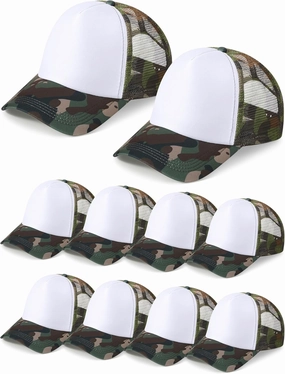 10 Pcs Sublimation Blank Trucker Hats Bulk Mesh Baseball Cap Polyester Mesh Trucker Hat for Men and Women