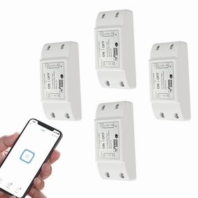 10A Wireless Smart Switch, Wi-Fi Light Switch Compatible with Alexa & Google Home & SmartThings, FCC Certified, No Hub Required Support DIY Module(4 Pack)