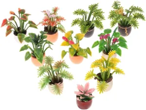 10pcs Miniature Potted Plants Colorful Dollhouse Accessories for Landscape Decoration Random Style Scale Plastic Figurines for Creative