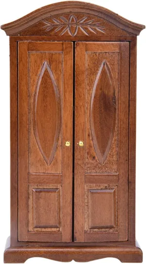 1:12 Miniature Doll Armoire, Wooden Vintage Double Door Doll Wardrobe Closet for Dollhouse Accessories Model Home Decor (Brown)