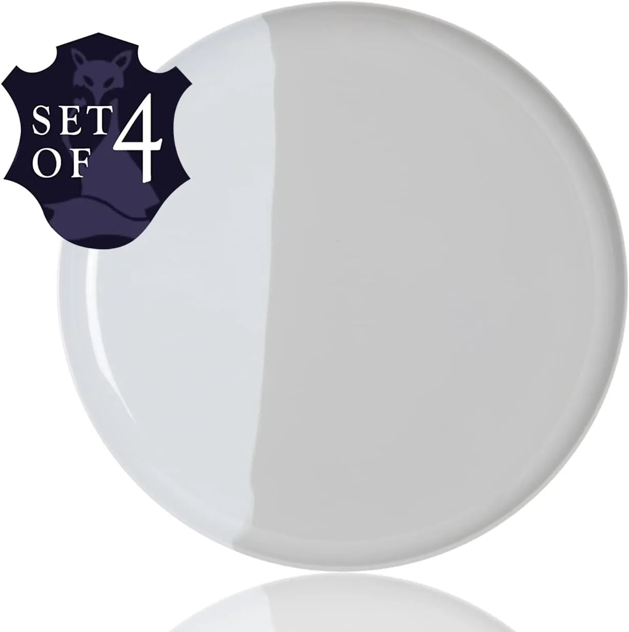 1/2 & 1/2 Melamine Side Plates Set of 4, Chip and Break-Resistant, Durable Salad Plates, Kid-Friendly Dessert Plates for Indoor and Outdoor, Dishwasher Safe, Silver/Gray