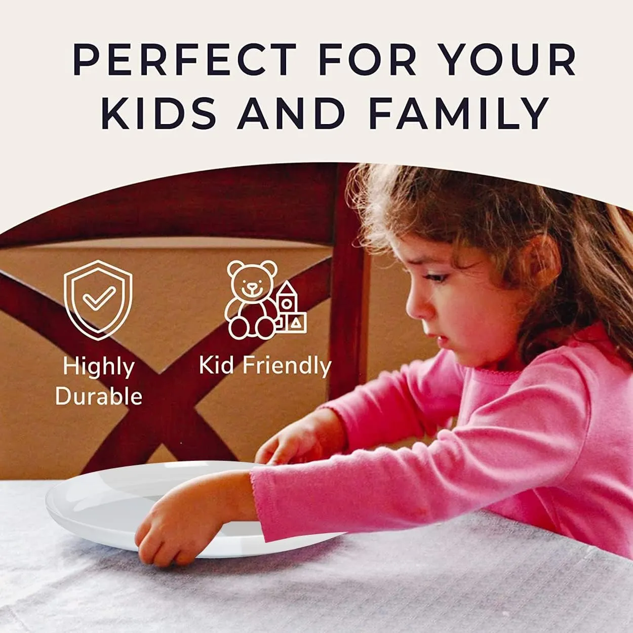 1/2 & 1/2 Melamine Side Plates Set of 4, Chip and Break-Resistant, Durable Salad Plates, Kid-Friendly Dessert Plates for Indoor and Outdoor, Dishwasher Safe, Silver/Gray