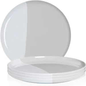 1/2 & 1/2 Melamine Side Plates Set of 4, Chip and Break-Resistant, Durable Salad Plates, Kid-Friendly Dessert Plates for Indoor and Outdoor, Dishwasher Safe, Silver/Gray