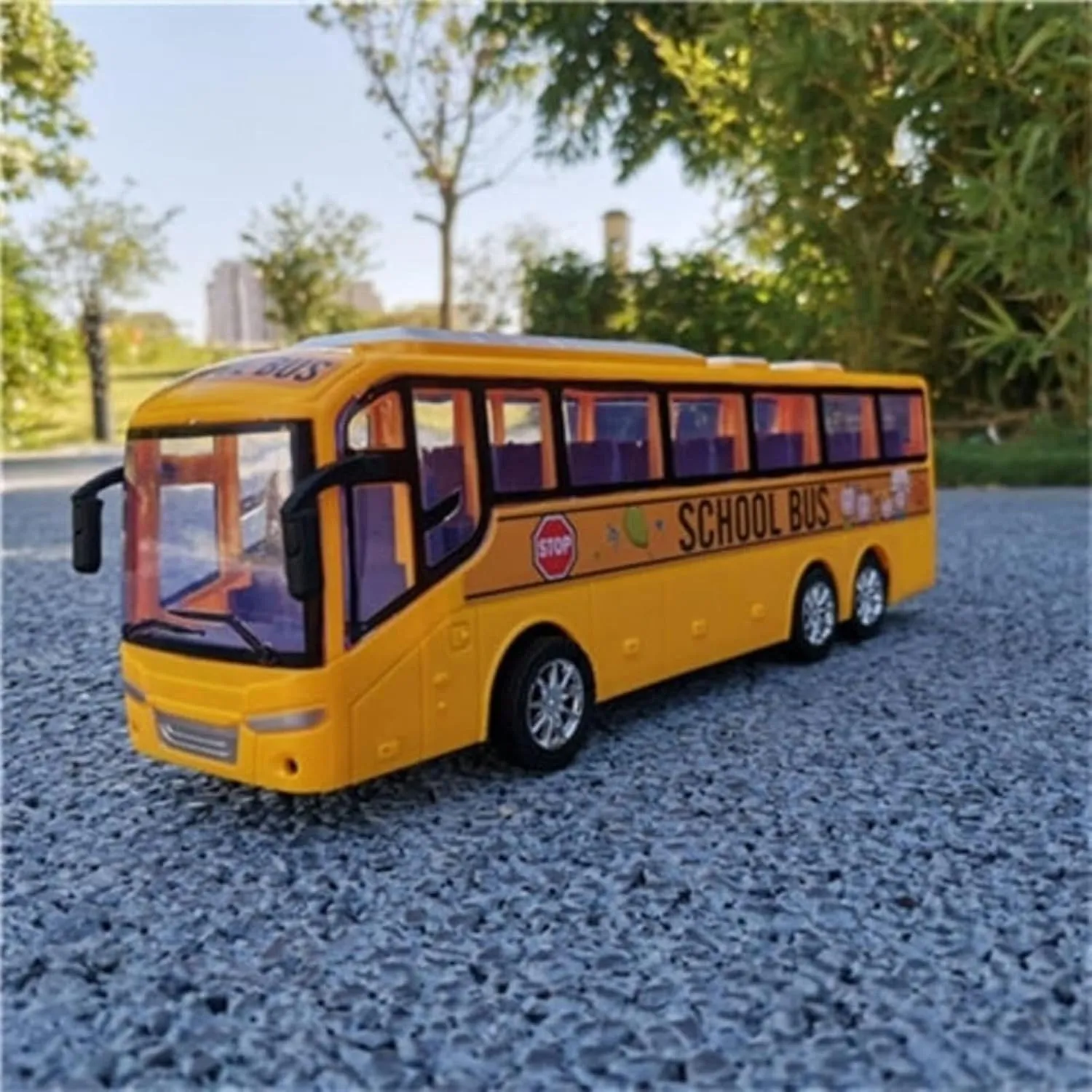 12.5" Yellow School Bus Toy for Toddlers, 1/16 Scale Die Cast Plastic Inertia City Bus Toy, Baby Bus Cars Model Toy Vehicles for Kid, Great Play Bus for Children Ages 3 