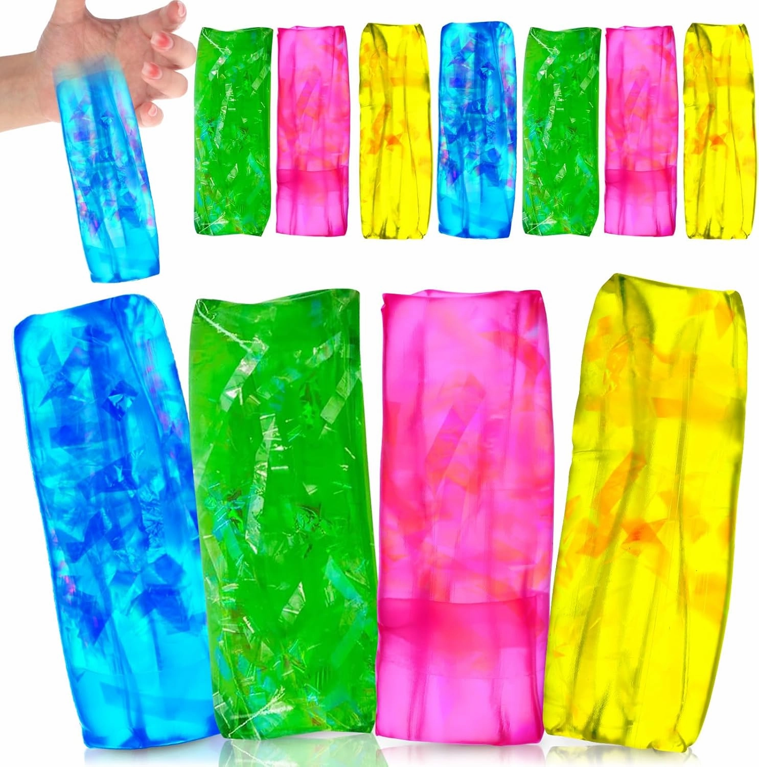 12 Pcs Water Snake Fidget Toy Can't Hold Novelty Trick Slippery Snake Water Wiggler Wiggles Toys Tricky Wiggly Wiggler Tube for Home School Birthday Gifts, 4.33 x 1.57''(Lovely)