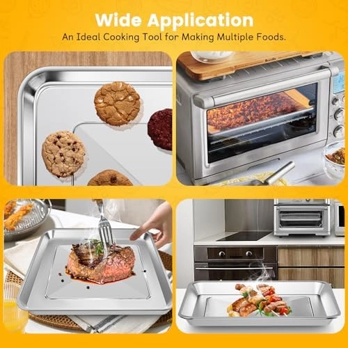 12" × 12" Toaster Oven Baking Pan for Breville Smart Oven BOV800XL, Smart Oven Plus BOV810BSS, Smart Oven Pro BOV845BSS, Smart Oven Air BOV900BSS, Compatible with Ninja SP100 SP101 SP201 Air Fry Oven