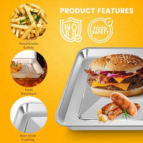 12" × 12" Toaster Oven Baking Pan for Breville Smart Oven BOV800XL, Smart Oven Plus BOV810BSS, Smart Oven Pro BOV845BSS, Smart Oven Air BOV900BSS, Compatible with Ninja SP100 SP101 SP201 Air Fry Oven