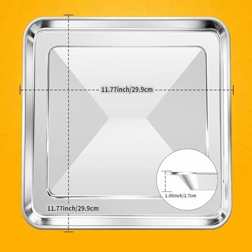 12" × 12" Toaster Oven Baking Pan for Breville Smart Oven BOV800XL, Smart Oven Plus BOV810BSS, Smart Oven Pro BOV845BSS, Smart Oven Air BOV900BSS, Compatible with Ninja SP100 SP101 SP201 Air Fry Oven