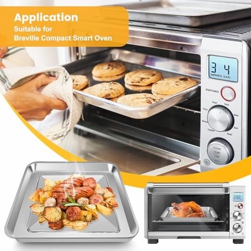 12" × 12" Toaster Oven Baking Pan for Breville Smart Oven BOV800XL, Smart Oven Plus BOV810BSS, Smart Oven Pro BOV845BSS, Smart Oven Air BOV900BSS, Compatible with Ninja SP100 SP101 SP201 Air Fry Oven