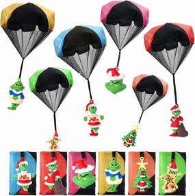 12PCS Christmas Parachute Toys,Christmas Toys for Kids Girls Boys,Christmas Stocking Stuffers 2024,Tangle Free Outdoor Flying Parachute,Christmas Party Favors Xmas Gifts Goody Bag Filler