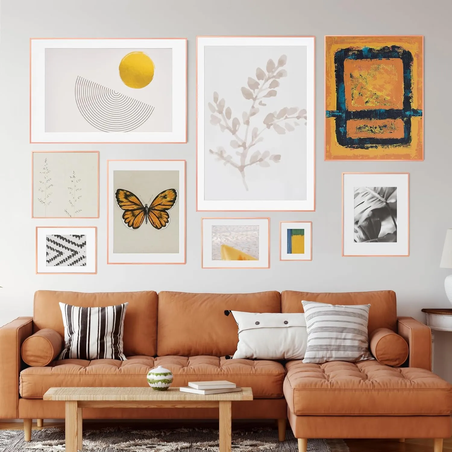 12x12 Frame | Metal Square Picture Frame With Tempered Glass | 12x12 Frame With Mat For 10x10 | Minimalist Modern Poster Frame | Hanging Hardware Included | Rose Gold, 3Pcs