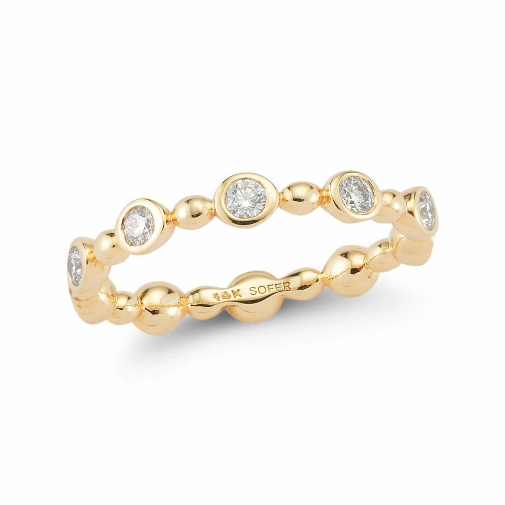 14K YELLOW GOLD BEZEL STACKABLE RING WITH 0.38 CT TW DIAMONDS G-H/SI1-I1