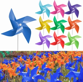 150 Pcs Pinwheels, 10 Mixed Colors Toy Wind Spinners and Party Favors Gifts for Kids, Outdoor Decorational Pinwheels for Yard and Garden