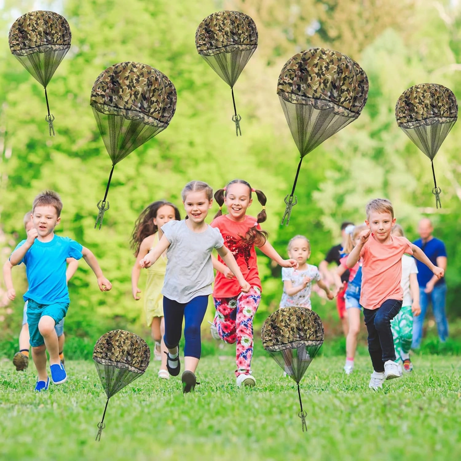 15 Pcs Parachute Toy, Camo Parachute Men Tangle Free Throwing Hand Throw Outdoor Flying Paratrooper Toy No Battery nor Assembly Required