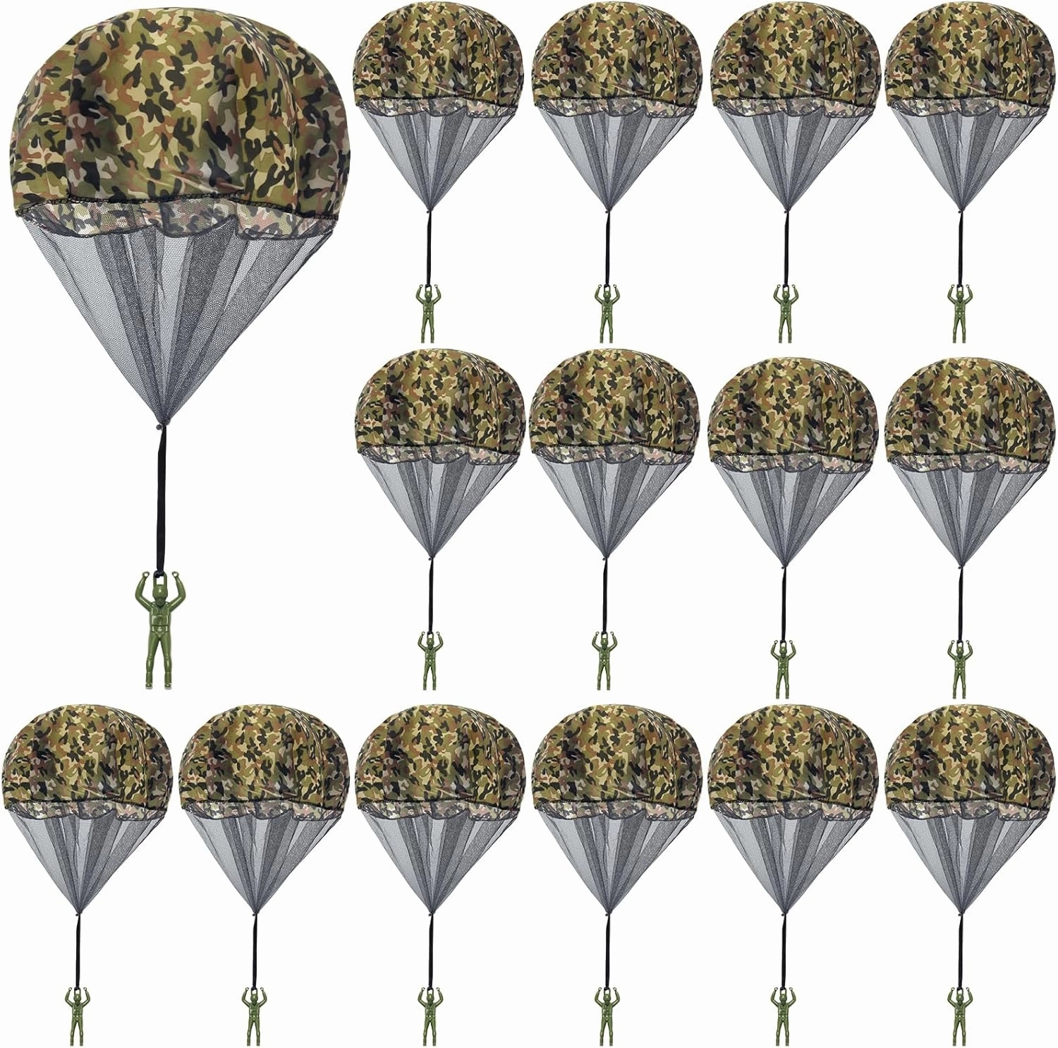 15 Pcs Parachute Toy, Camo Parachute Men Tangle Free Throwing Hand Throw Outdoor Flying Paratrooper Toy No Battery nor Assembly Required