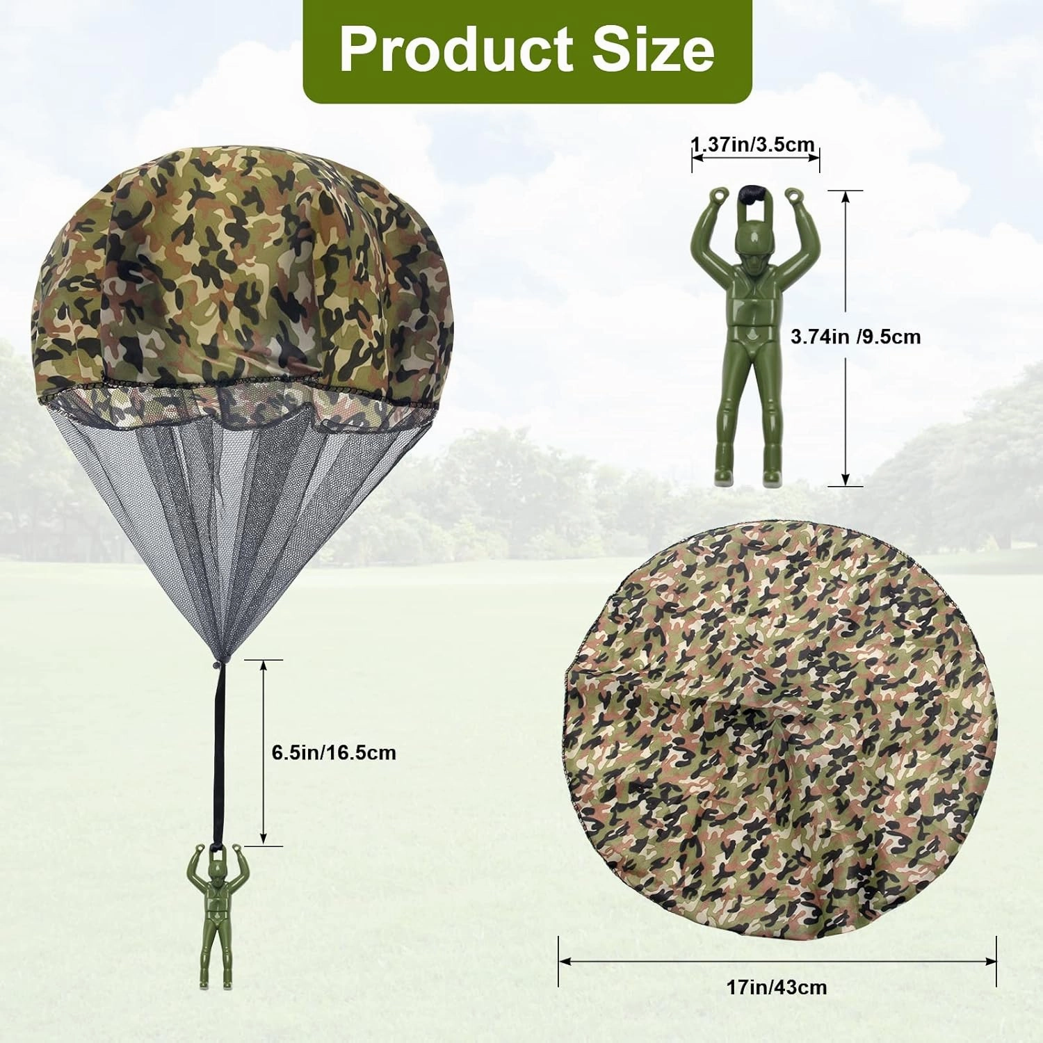 15 Pcs Parachute Toy, Camo Parachute Men Tangle Free Throwing Hand Throw Outdoor Flying Paratrooper Toy No Battery nor Assembly Required