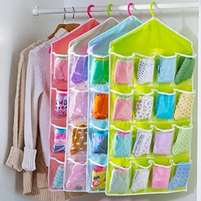 16 Pockets Clear Over Door Hanging Bag Shoe Rack Hanger Underwear Storage Organizer blue - Grid Wardrobe Hanging Organizer Bras Socks Ties Door Rack Tidy Organizer
