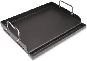 17" x 13" Universal Gas Grill Griddle Plate with Removable Handles,Nonstick Cast Iron Flat Top Cooking Surface,Grease Groove Design for Camping Tailgating Parties on Charcoal/Gas Grills