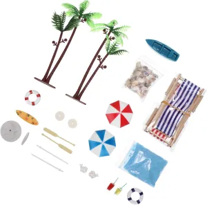 18pcs Miniature Beach House Decor Set Colorful Resin Models for Summer Scene Dollhouse Decorati
