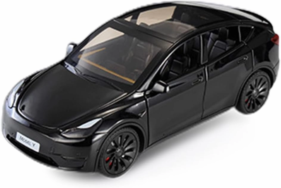 1/24 Model Y Toy Car, Alloy Diecast with Light, Pull Back & Big Size, Perfect for Kids & Adults, Birthday Gift (Black)