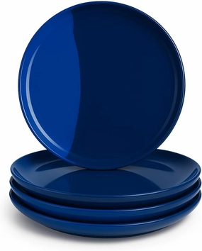 1/2 & 1/2 Melamine Side Plates Set of 4, Chip and Break-Resistant, Durable Salad Plates, Kid-Friendly Dessert Plates for Indoor and Outdoor, Dishwasher Safe, Cobalt/Navy