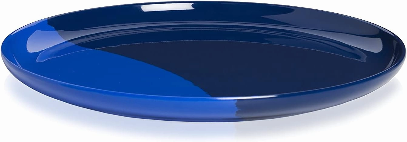 1/2 & 1/2 Melamine Side Plates Set of 4, Chip and Break-Resistant, Durable Salad Plates, Kid-Friendly Dessert Plates for Indoor and Outdoor, Dishwasher Safe, Cobalt/Navy