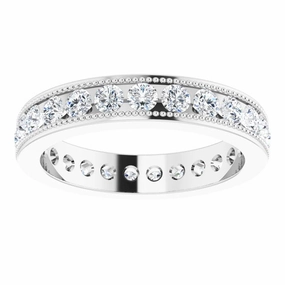 1.50 ct. Round Diamond Eternity Band Milgrain Accent Ring