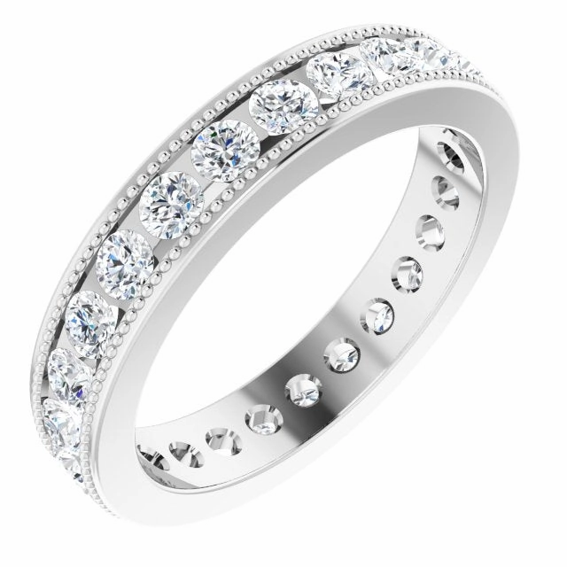 1.50 ct. Round Diamond Eternity Band Milgrain Accent Ring