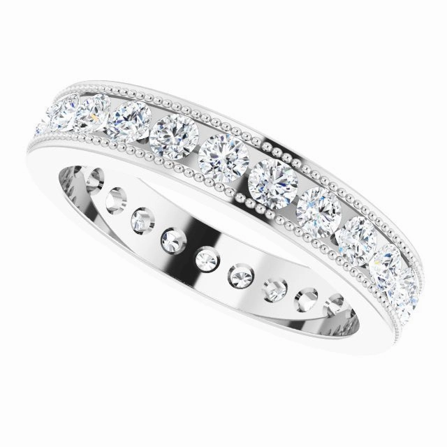 1.50 ct. Round Diamond Eternity Band Milgrain Accent Ring