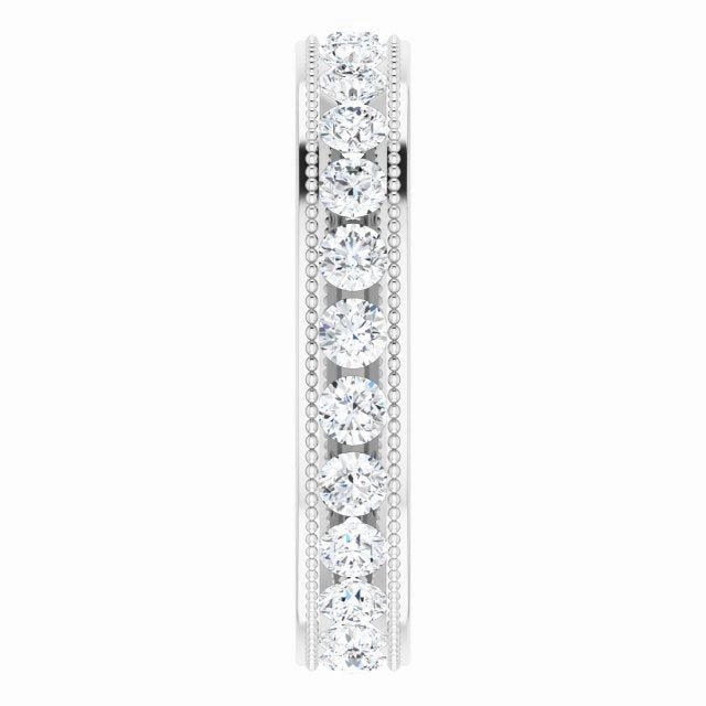 1.50 ct. Round Diamond Eternity Band Milgrain Accent Ring