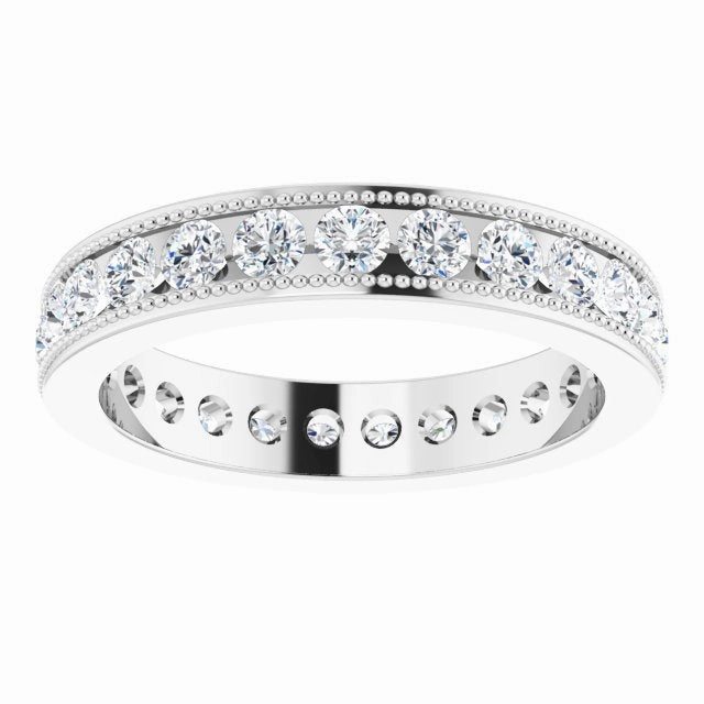 1.50 ct. Round Diamond Eternity Band Milgrain Accent Ring