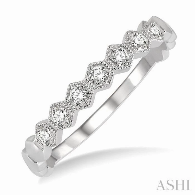 1/6 ctw Round Cut Diamond Stackable Wedding Band in 14K White Gold