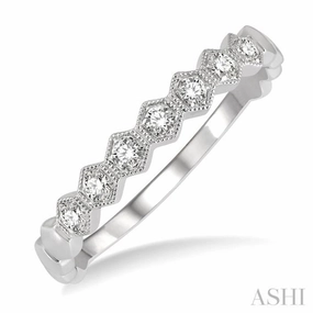 1/6 ctw Round Cut Diamond Stackable Wedding Band in 14K White Gold