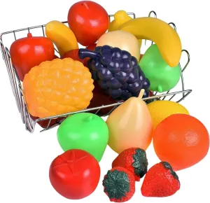 20 Pieces Play Fruits Playset - Life-Sized Toy Food for Kids Kitchen, Healthy Farmer's Market Grocery Pretend Play Plastic Toy Set for Toddlers