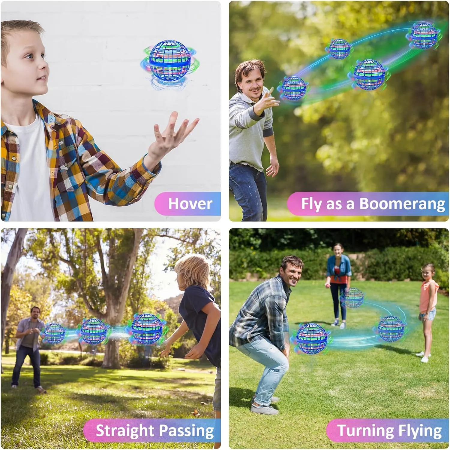 2024 Flying Orb Ball Toy, Cosmic Globe Boomerang Hover Ball Galactic Fidget Spinner, Hand Drone Orbit, Cool Toys Gift for 6 7 8 9 10  Year Old Boys Girls Teens Outdoor Toys(Blue)