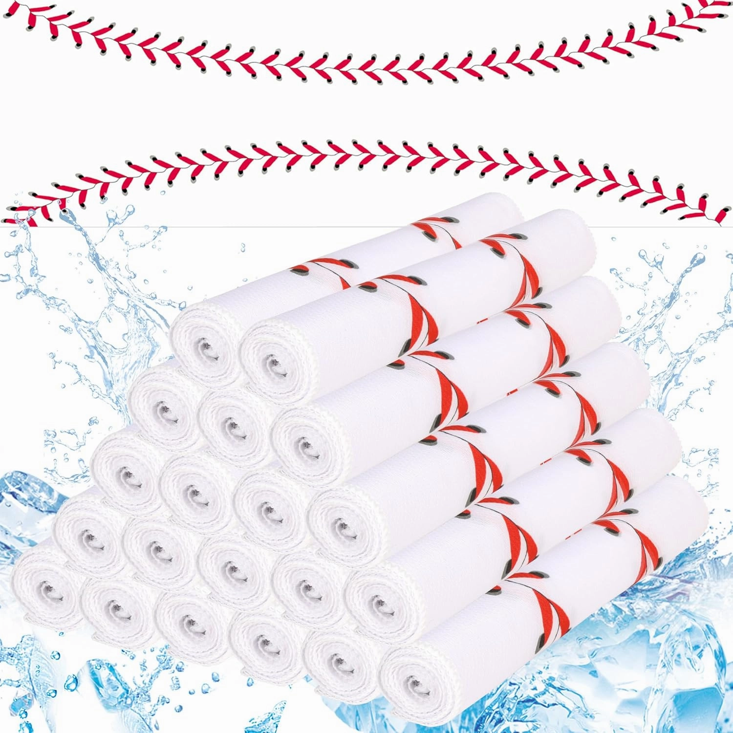 20 Pack Baseball Cooling Towels, 40"x12" Breathable Golf Ice Towel Microfiber Workout Rags for Gym Baseball Team Gifts(White)