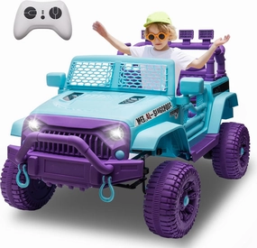 24V Kids Electric Car with Parent Remote, Four Wheel Suspension Ride On Car Adjustable Speed, with Large Display Screen, Sound Light System, Blueteeth, Portable Handle for Kids Ages 3-8, Purple