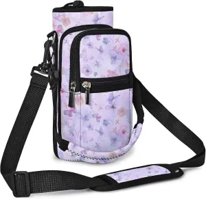 25/32/40/64oz Water Bottle Bag Holder Carrier-Insulated Crossbody Sling Case Sleeve with Strap & Pockets for Men Women Gym Cycling Travel Walking Hiking Camping