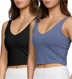 2 Pack Sports Bras for Women Medium Support No Underwire Longline Workout Tops for Womens Tops with Removable Padding