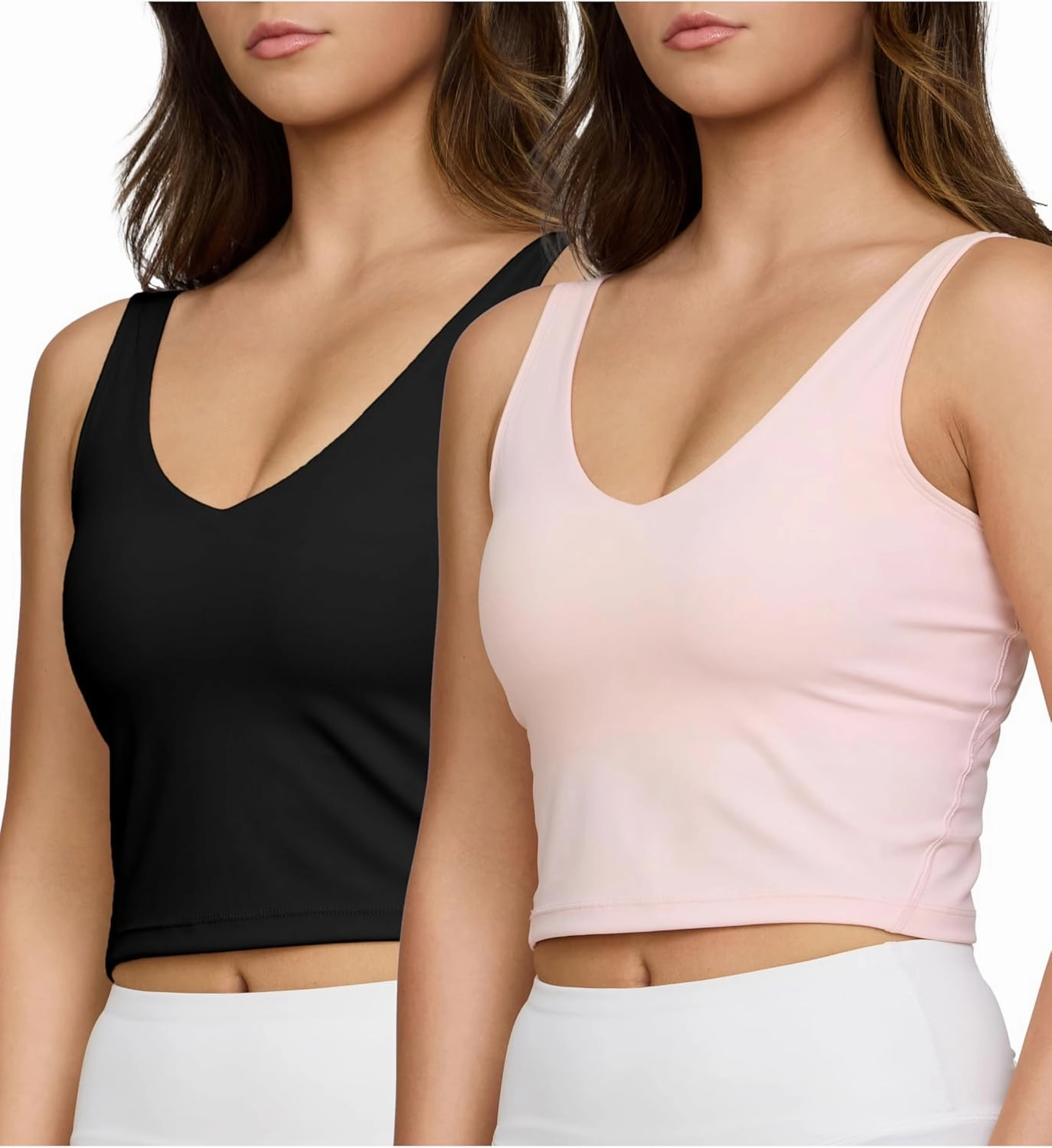 2 Pack Sports Bras for Women Medium Support No Underwire Longline Workout Tops for Womens Tops with Removable Padding